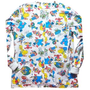 Vintage Winter Sesame Street Scrub Long Sleeve Nurse Christmas Y2K 80s UNIFORM S